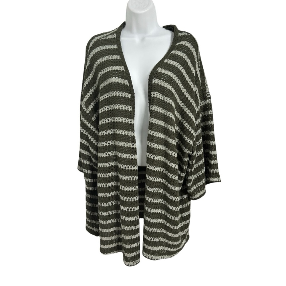 Torrid Striped Olive and Cream Open Cardigan Sweater Plus Size 2 (2XL)